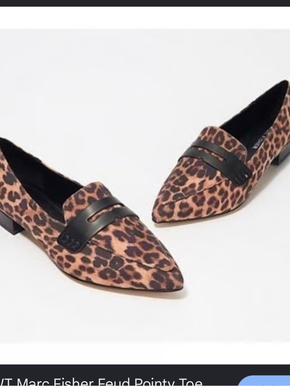 Marc Fisher pointed toe leopard print penny loafers womens 8